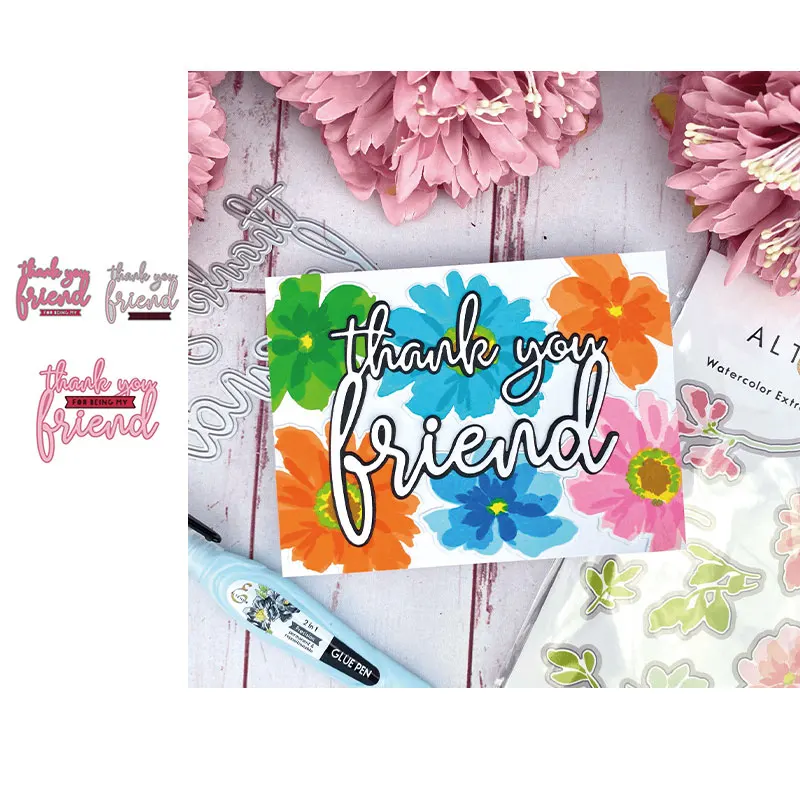 Письмо спасибо 2022 новые металлические кубики и штампы для скрапбукинга шаблон