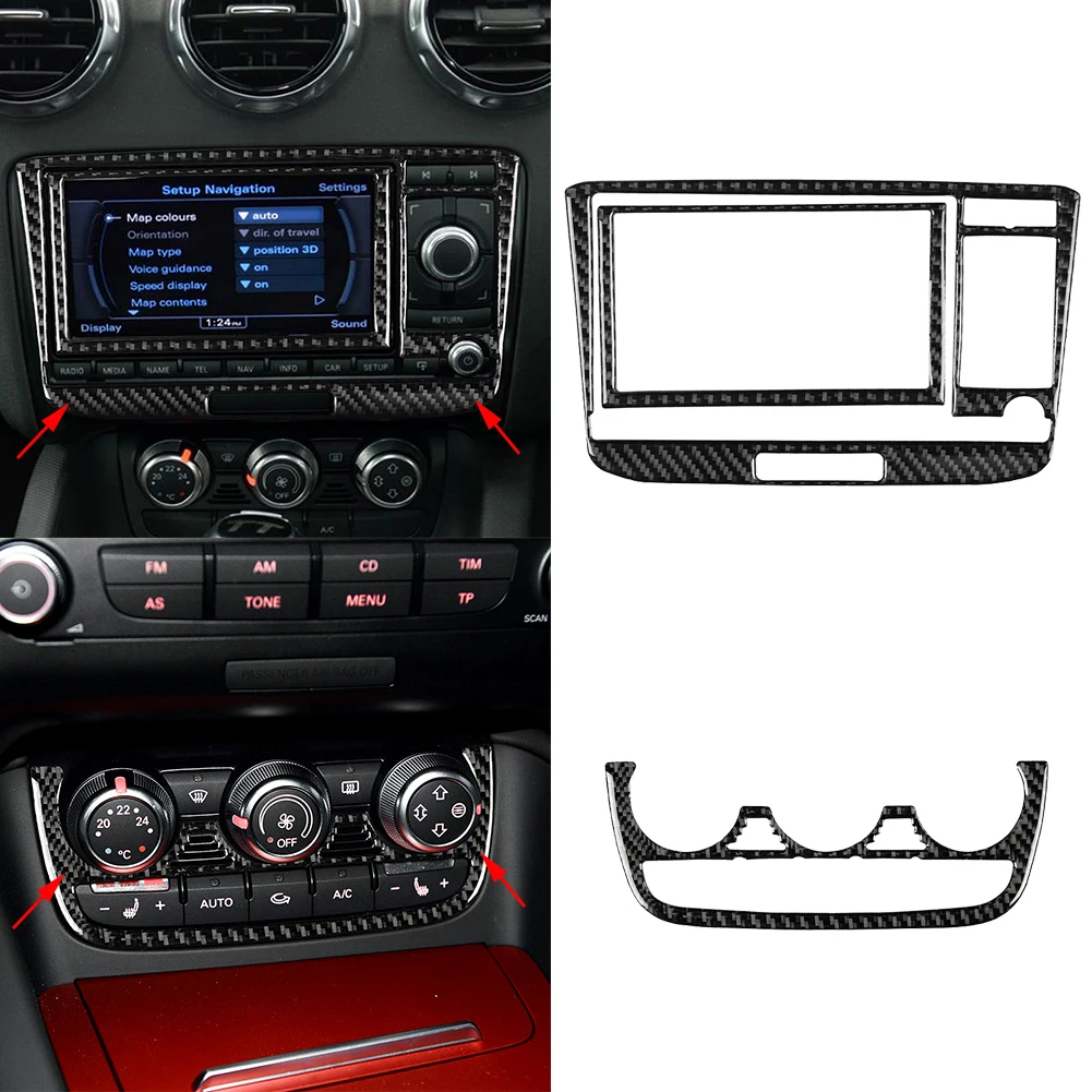 

3x центральная консоль из настоящего углеродного волокна кондиционирование CD панель A наклейка отделка для Audi TT TTS 8n 8J MK123 2008-2014 Аксессуары