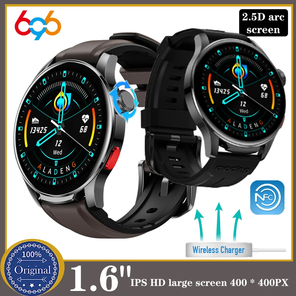 

1.6" 2.5D Arc Screen GT3 Smartwatch Wireless Charging Rotating Crown Waterproof NFC Sports Heart Rate GT8 Men Music Smart Watch