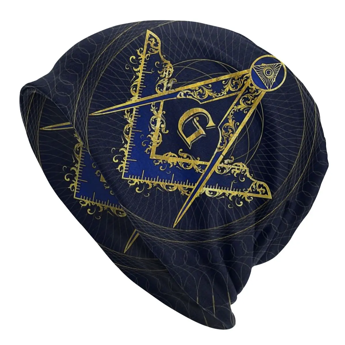 

Men Women's Beanie Hats Freemasonry Symbol Square And Compasses Knitted Hat Hip Hop Earmuff Bonnet Street Skullies Beanies