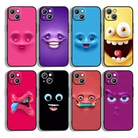 3d funny face for apple iphone 13 12 mini 11 xs pro max xr x 8 7 6s 6 plus 5 5s se 2020 black phone case cover