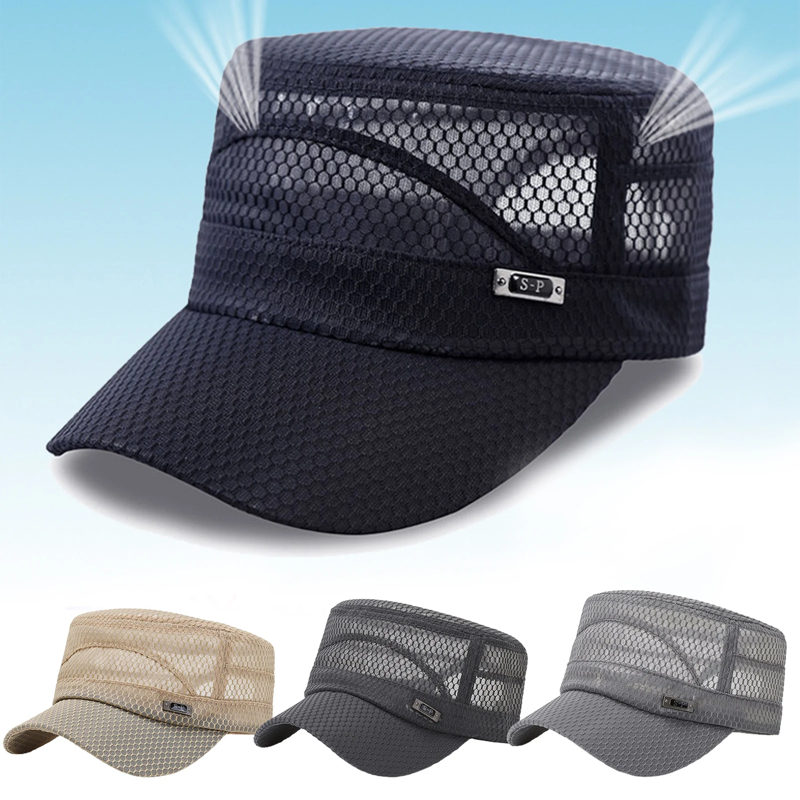 

Outdoor Adjustable Unisex Sun Hats Men Fishing Baseball Cap Women Breathable Mesh Snapback Caps Casual Sport Sunscreen Visor Hat