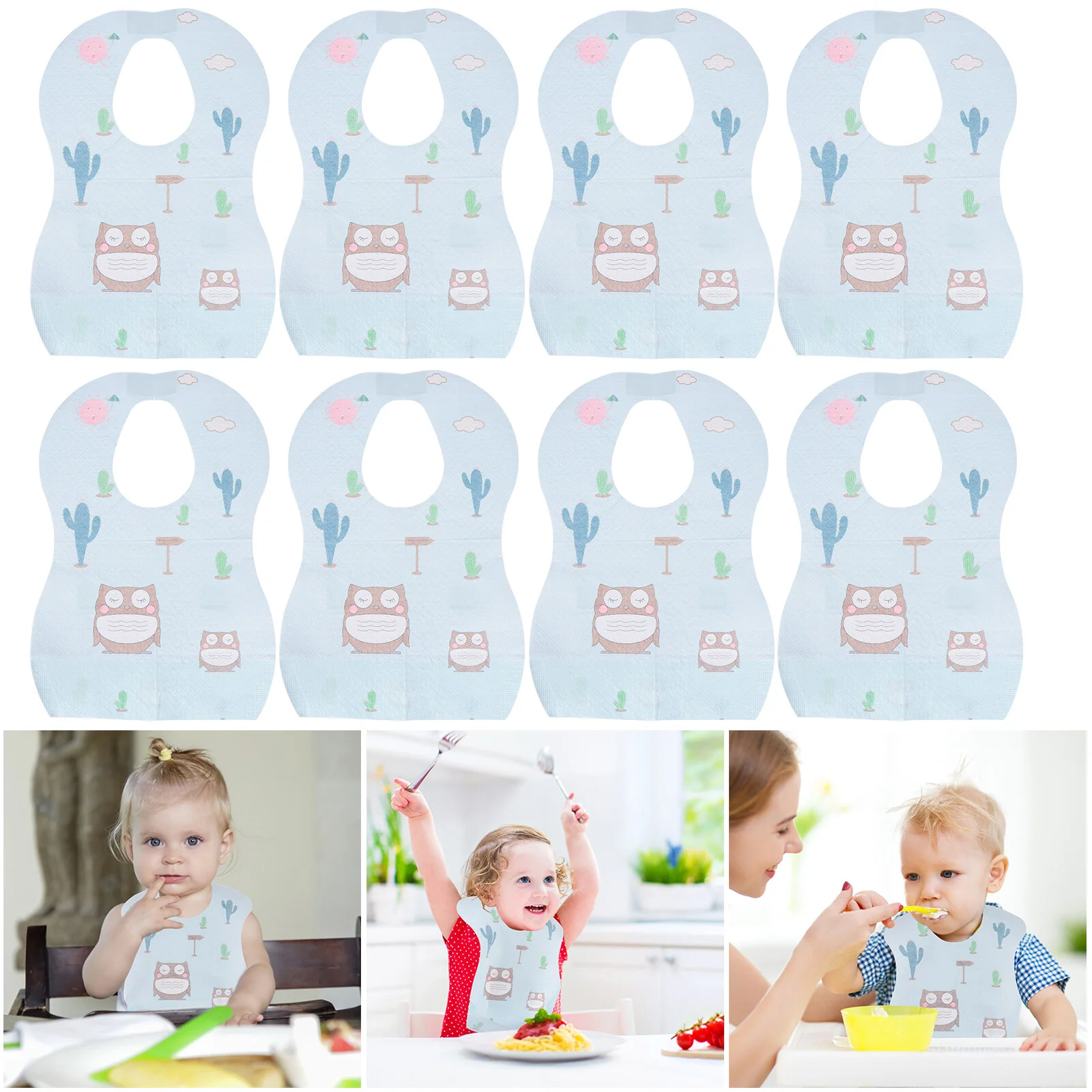 

20pcs Bib Feeding Bibs Cartoon Owl Non Woven Bibs Travel Toddler Bibs Set Easy Wipe Bib for Babies Toddlers Boys Eating Supplies