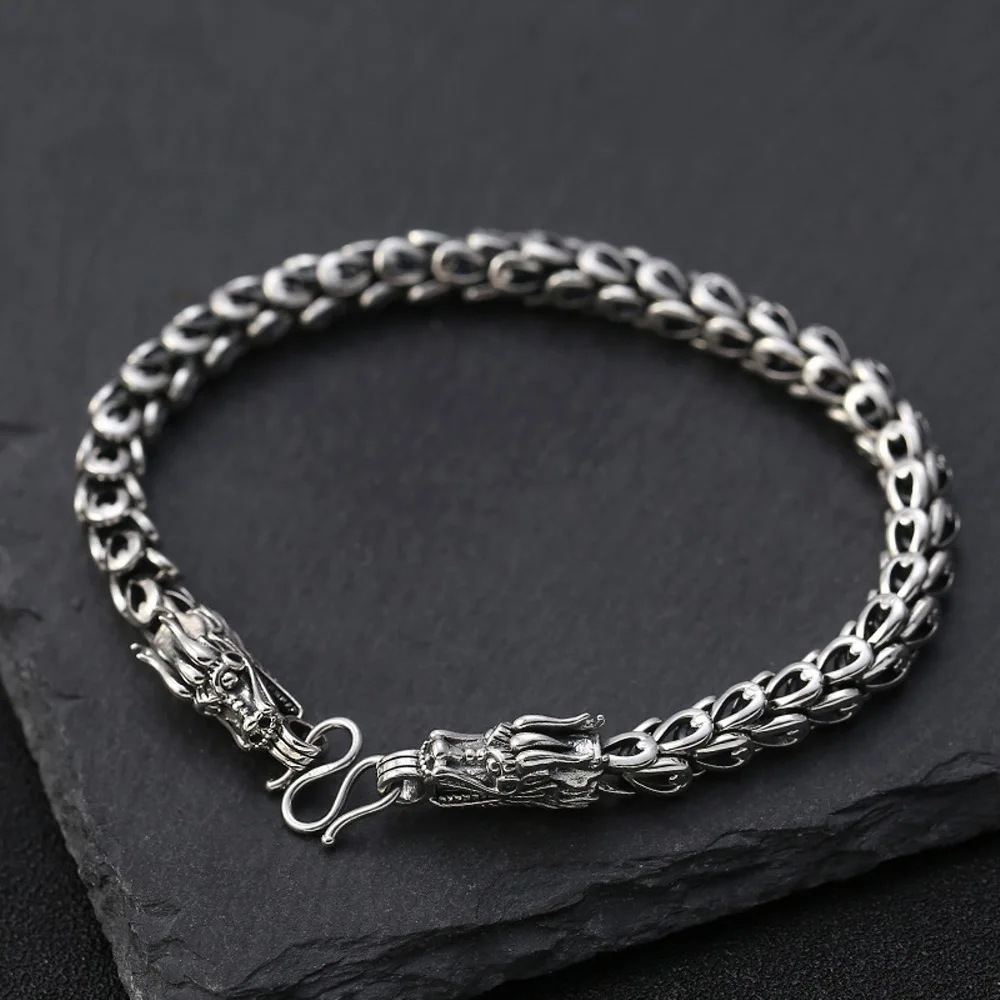 Настоящая твердая цепочка из стерлингового серебра 925 пробы для мужчин браслет с