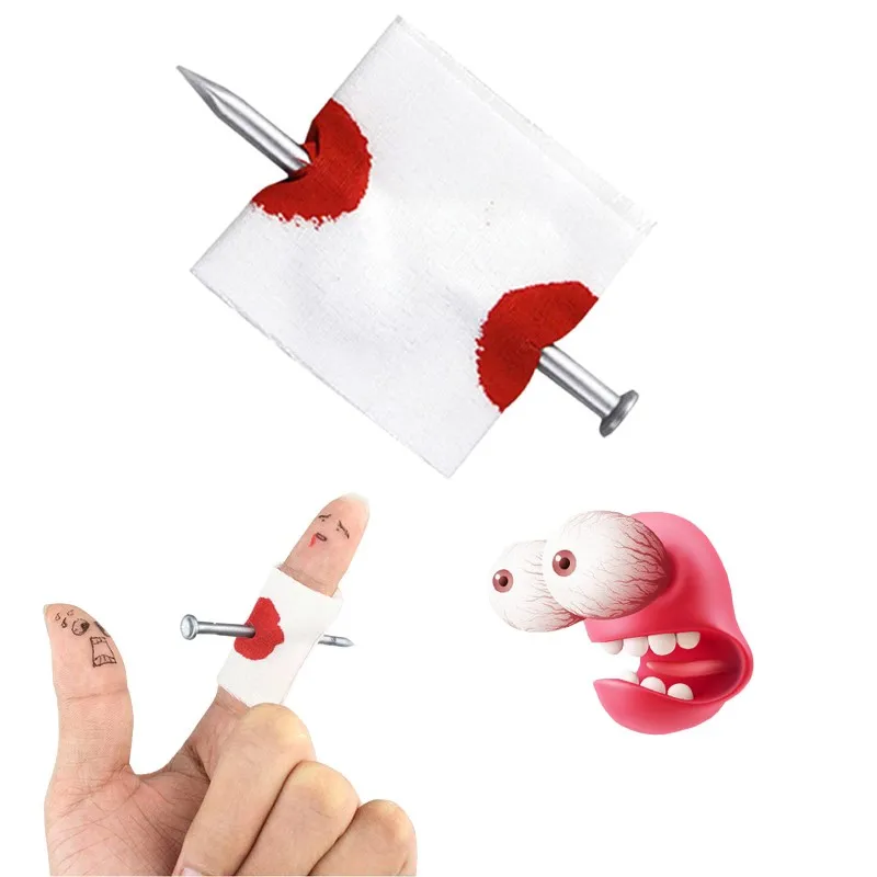 

Fake Nail Through Finger Funny Practical Jokes Classic Magic Trick Pranks and Jokes Novelty Toys Bandage Fake Blood Lol Surprise
