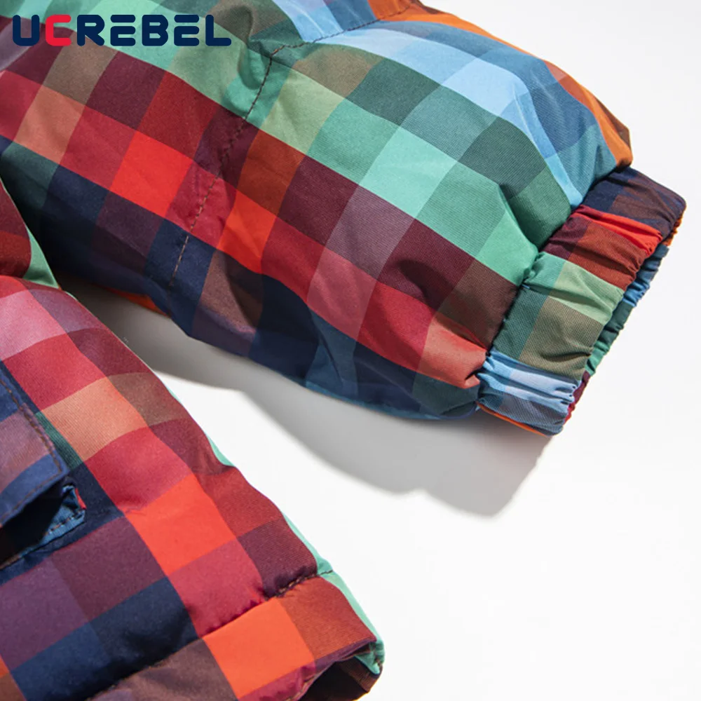 Радужная клетчатая стеганая куртка мужская с украшением на пуговицах High Street