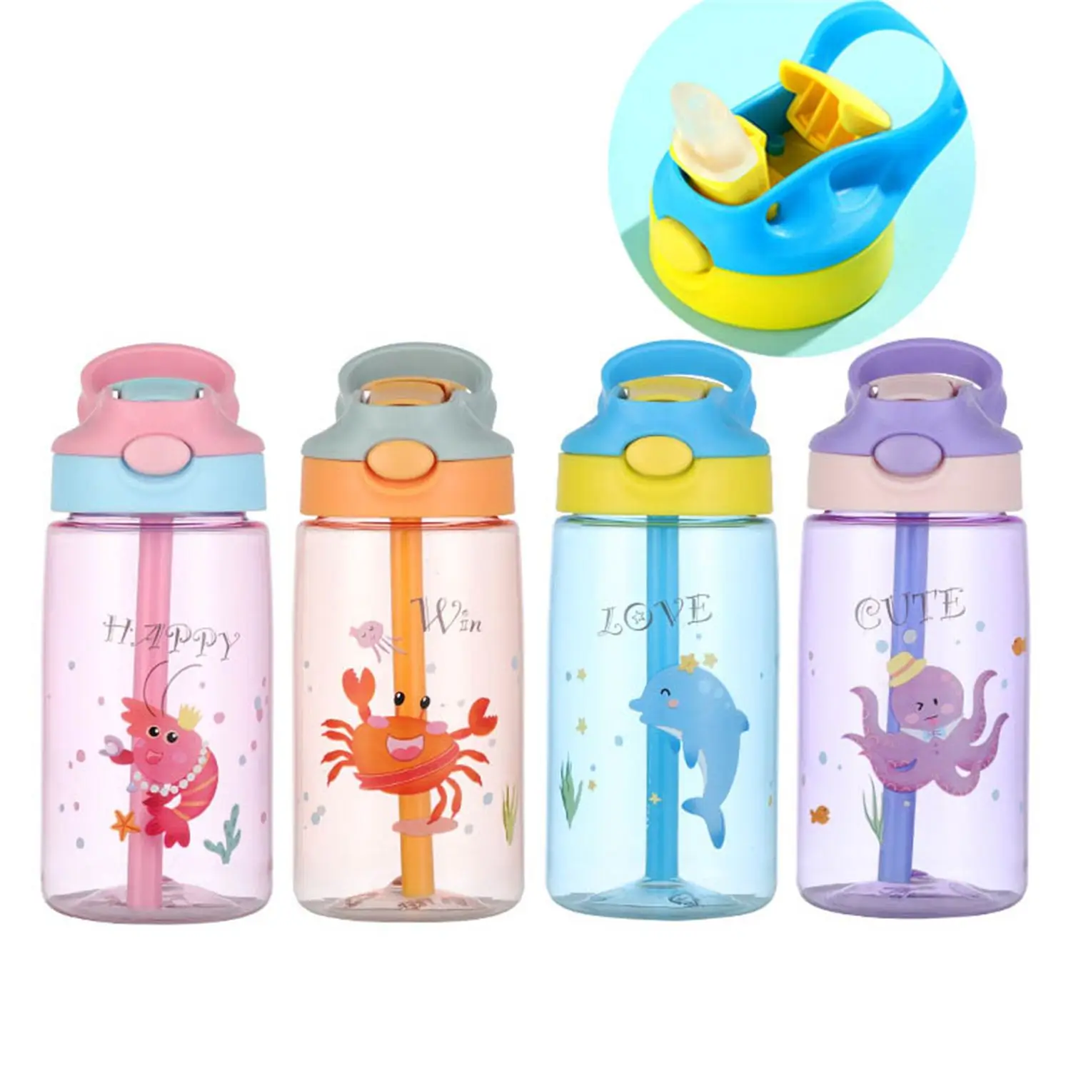 

Portable Straws With Flip Straw BPA Free Sports Bottles Kids Drinking Cup Children's Straw Bottle Baby Feeding Cup