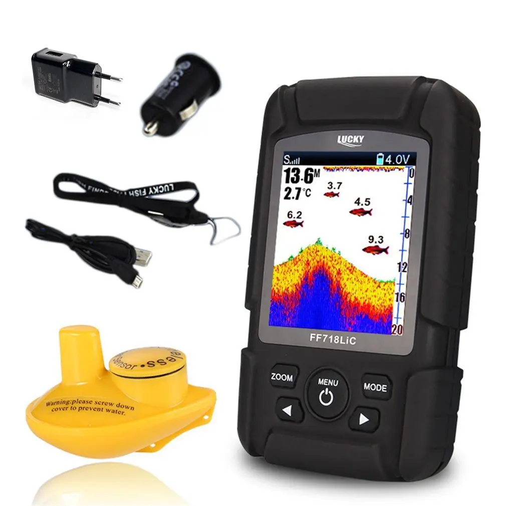 

FF718LiC-W Waterproof Fish Finder Monitor with LCD Colored Display Wireless Smart Sonar Sensor Fish Depth Alarm Dropshipping