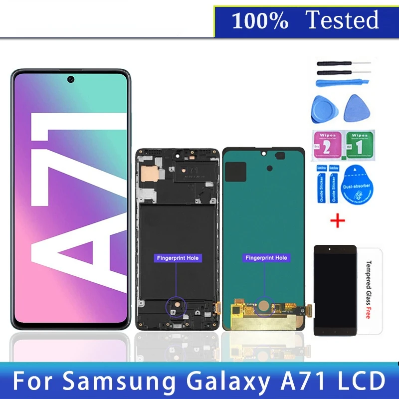 

6.4 Super AMOLED Display For Samsung Galaxy A71 LCD Touch Screen Digitizer Assembly With Frame For A715 A715F A715W A715X Screen