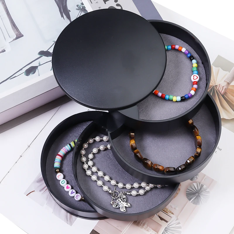 Multilayer Rotating Plastic Jewelry Storage Box Stand Earrings Ring Box Cosmetics Beauty Container Organizer Boxes High Quality