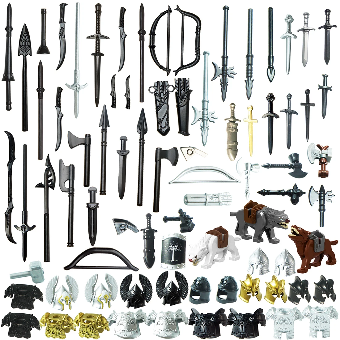 

72Pcs Medieval Ancient Rome Ancient Greece Ancient Egypt Style Military Weapons Armor Helmets Block Figures Set