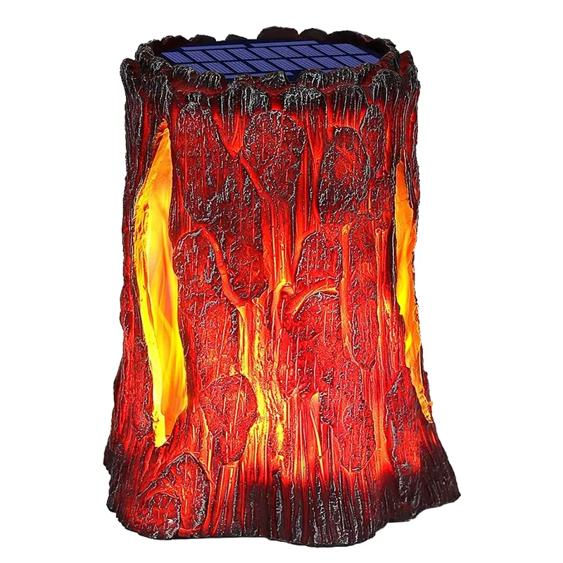 

Solar Stump Lights Garden Lights Dynamic Simulation Burning Flame Waterproof Landscape Lantern for Home Villa Garden Decoration