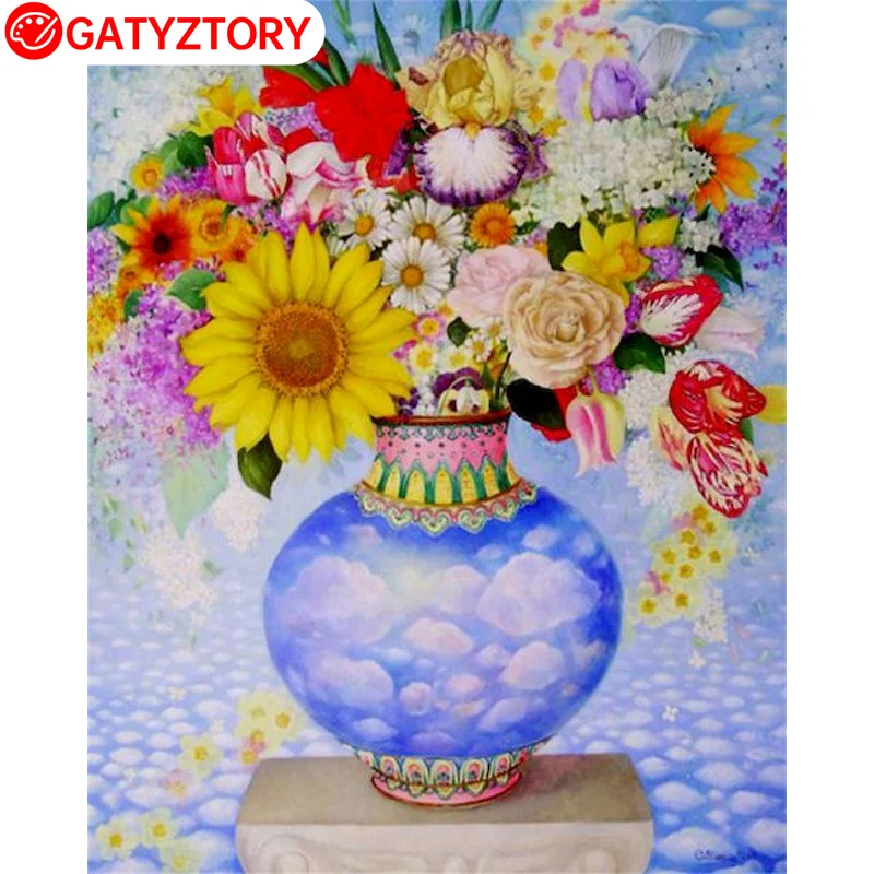 

GATYZTORY 60x75cm Frame Diy Painting By Numbers Kits Flowers Picture By Numbers Crafts For Beginner Wall Art Picture Artwork