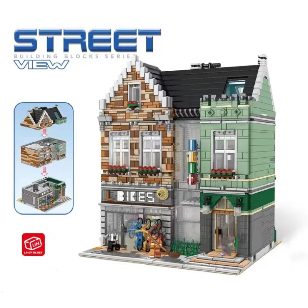 

Creative Expert Street View Modular MIni Bike Shop 3600pcs Moc Mini Bricks House Model Building Kit Blocks Assembly Square