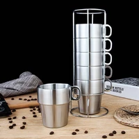 6 3x8 4x9 5cm2 5x3 3 x 3 7in coffee cup water cup stainless steel with cup holder 6 cups coffee cup heat insulated