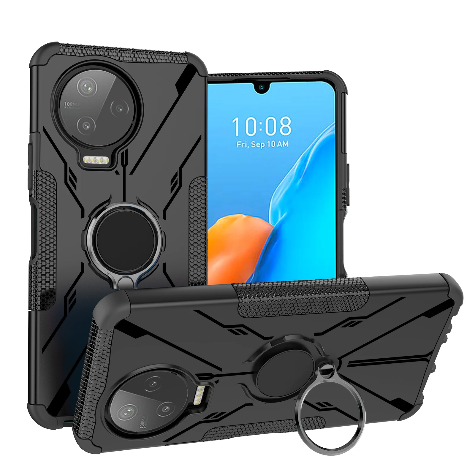 Shockproof Soft TPU with Hard PC Ring Holder Armor Kickstand Case For Infinix Note 12 Pro 4G X676B Note12 2023 X676C