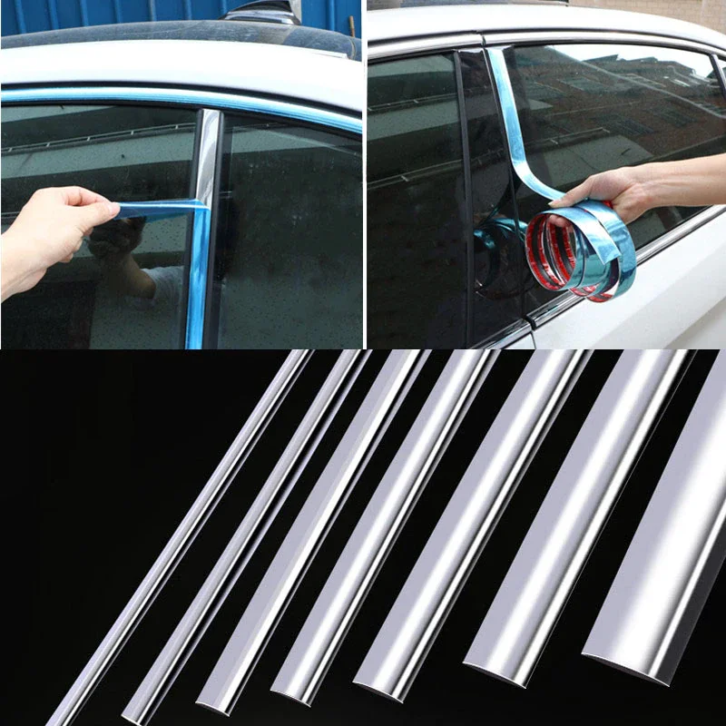 

Chrome Moulding Trim Car Door Protector Stickers Strip Bumper Grill Car Tape Door Edge Guard Plate Bright Sticker
