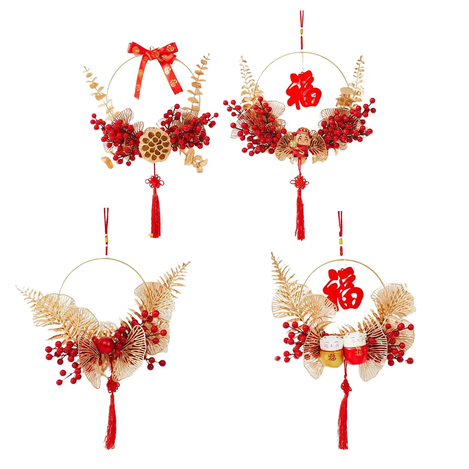 

Новогодний китайский венок с китайским узлом и кисточкой для украшения двери спальни