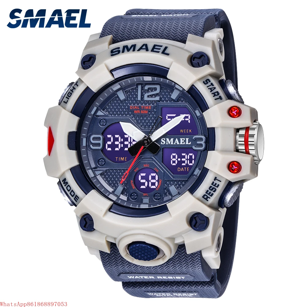

Military Wrist Watches For Men, Outdoor Sport Multifunctional Waterproof 50M Male Quartz Wristwatches SMAEL 8008