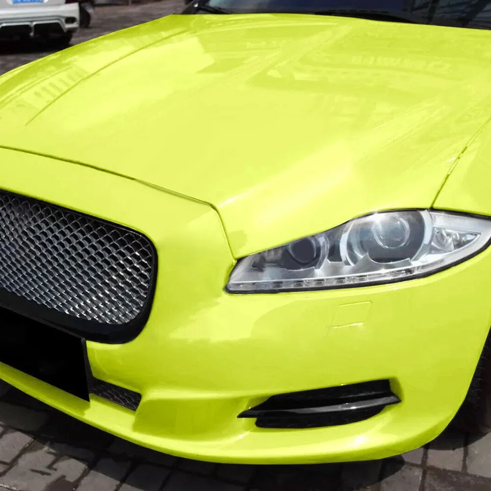 30x152cm Car Yellow Glossy Color Change Film Wrap Roll Sticker Decal Body Air Release Changing