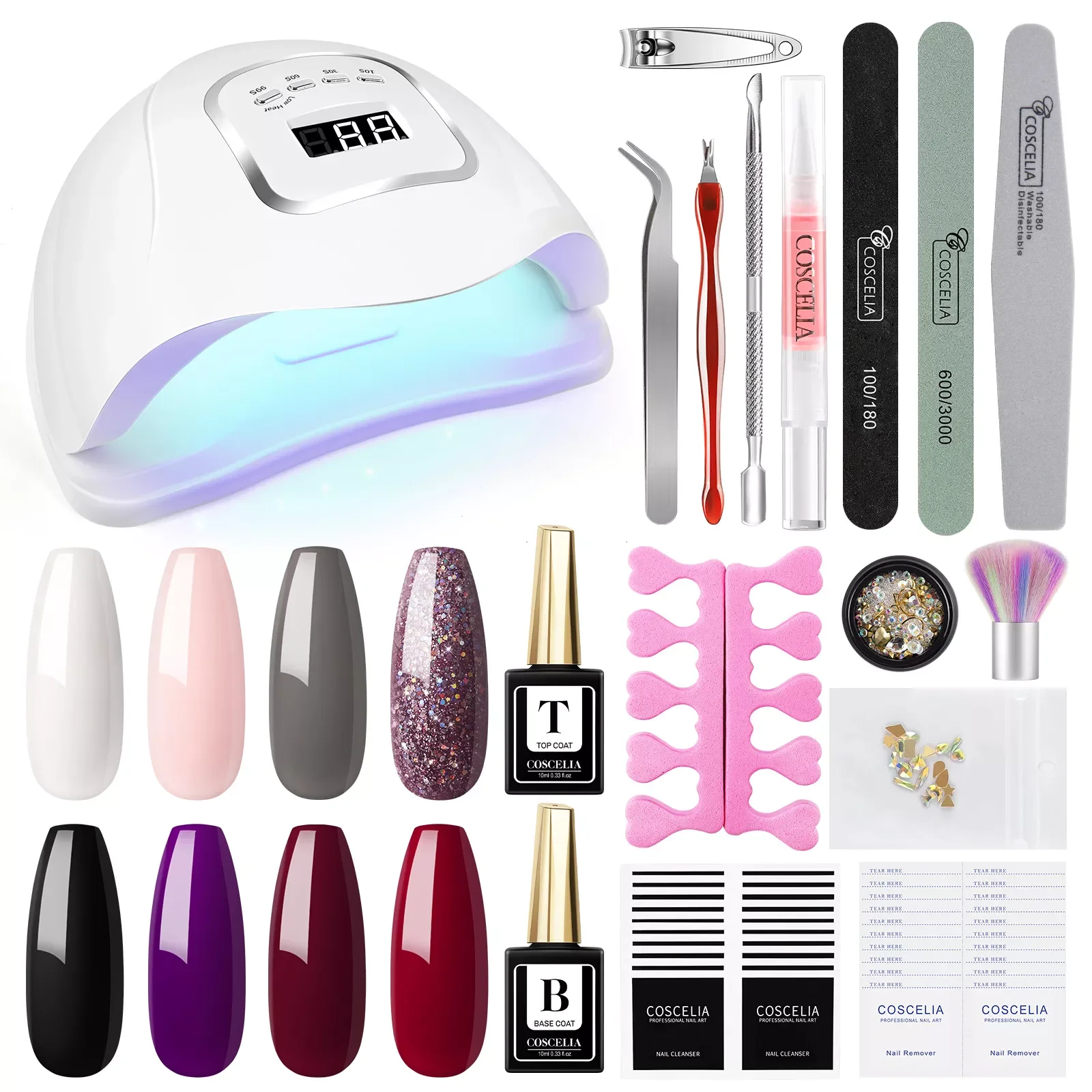 

NEW2023 Complete Gel Nail Polish Set Semi Permanent Varnish Manicure Set Top Base Coat Nail Set UV LED Lamp Nail Art Decorations