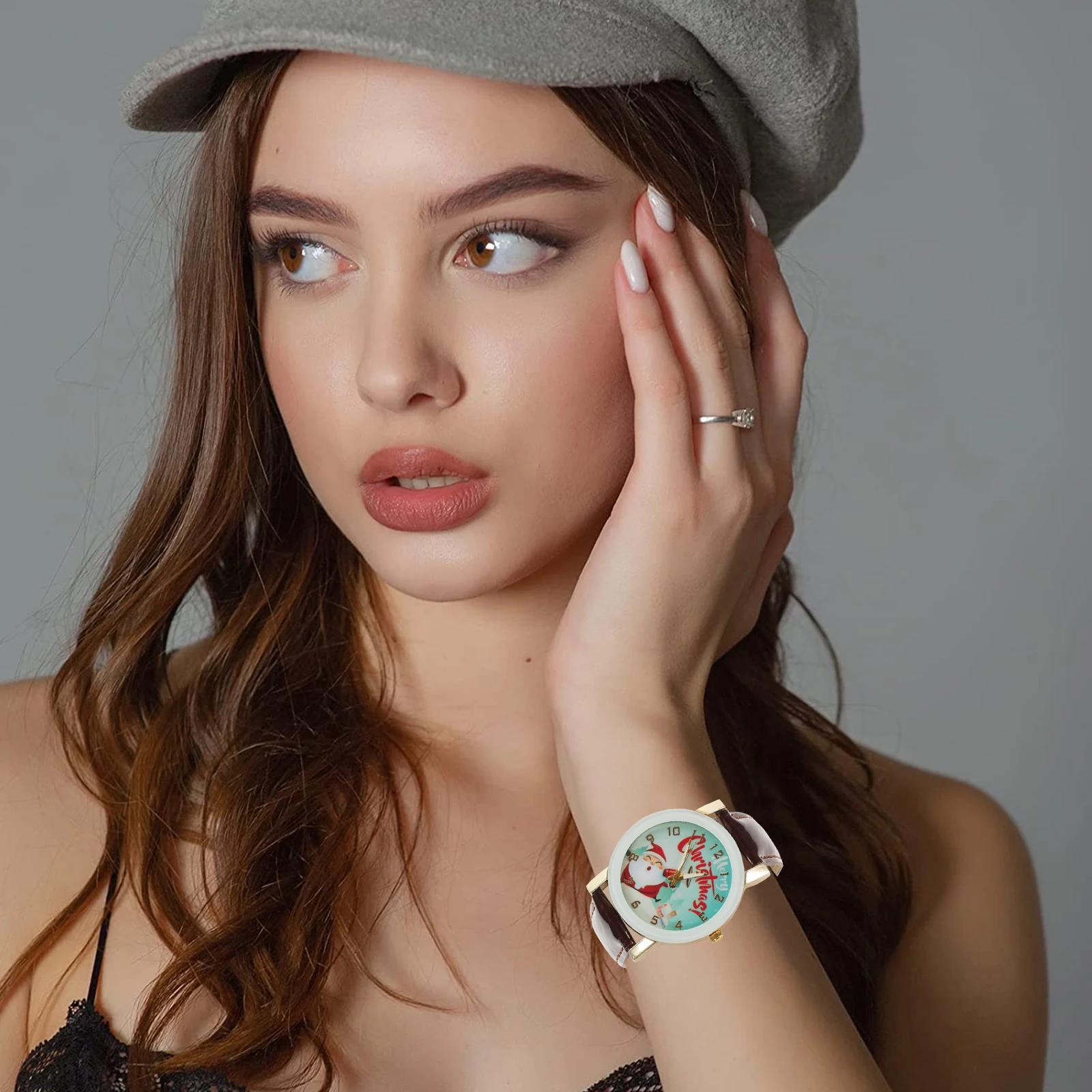 Рождественские часы Санта-Клауса элегантные кварцевые наручные рождественские