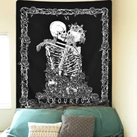 skull tapestry skeleton lovers death tarot card black white tapestries skull kissing lovers wall hanging romantic decor for room