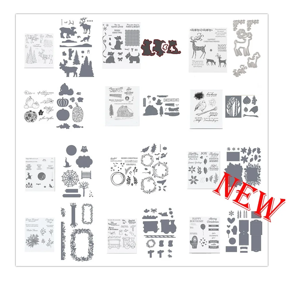 

Новинка 2023, металлические Вырубные штампы и прозрачный штамп, фотоальбом «сделай сам», украшение для открыток, рукоделие, Рождественская Вырубка