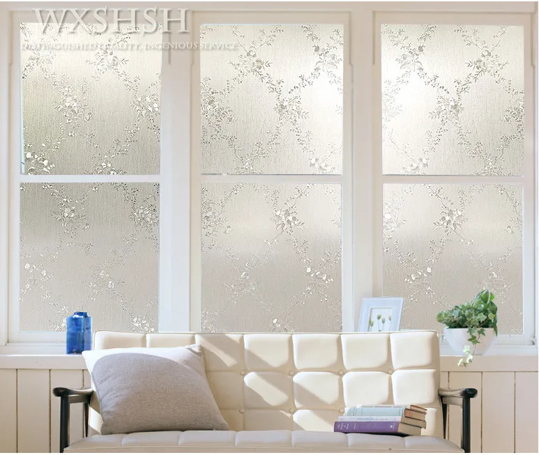 

29.5" X 157.4" Home Decorative Window Film,Static Cling Non-adhesive Vinyl Heat Control Anti-UV Glass Sticker For Bathroom