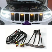 4pcs one for four smoked shell yellow light for jeep grand cherokee 2003 2021 front grille led light raptor style grill