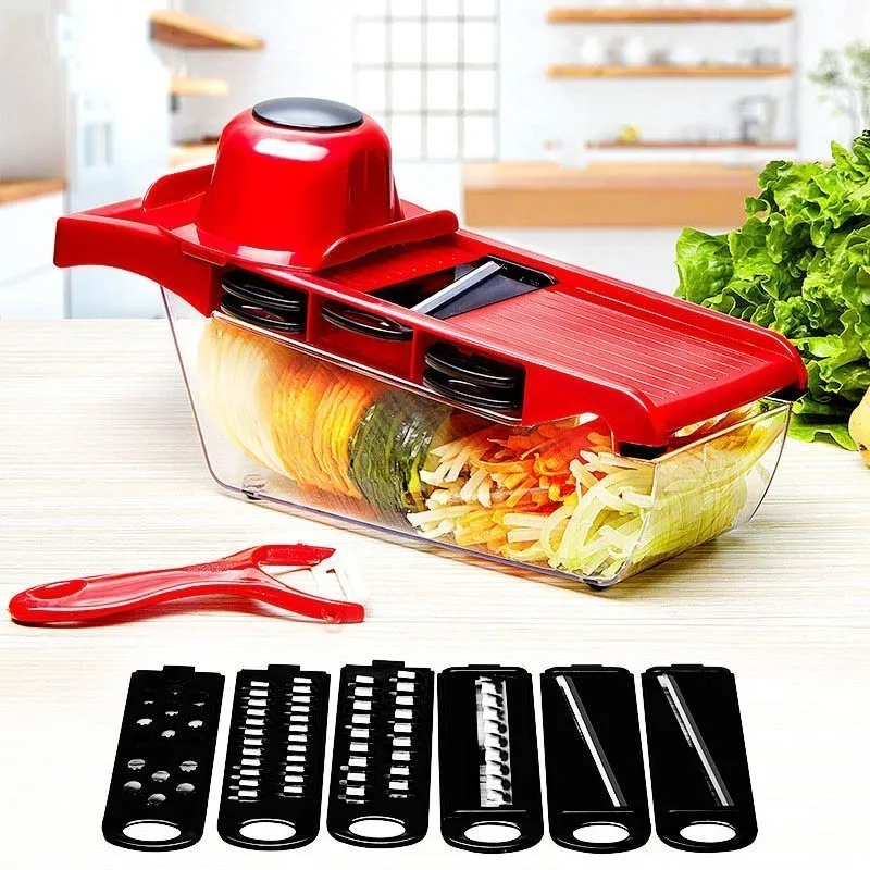 

Vegetable Knife with Handle Steel Blade Mandolin Slicer Potato Peeler Carrot Grater Container Slicer Kitchen Accessories Tools