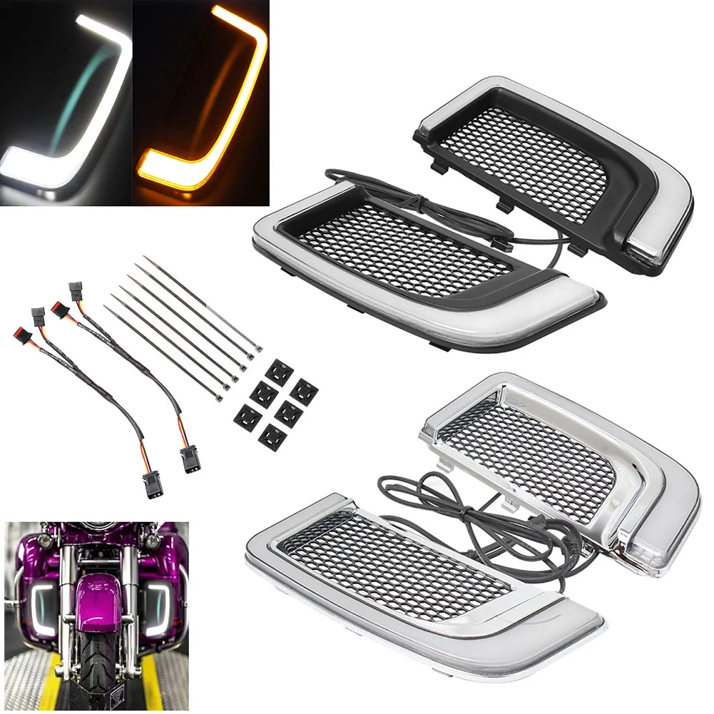 Светодиодный поворотный сигнал для мотоцикла обтекатель Нижняя решетка Harley Touring