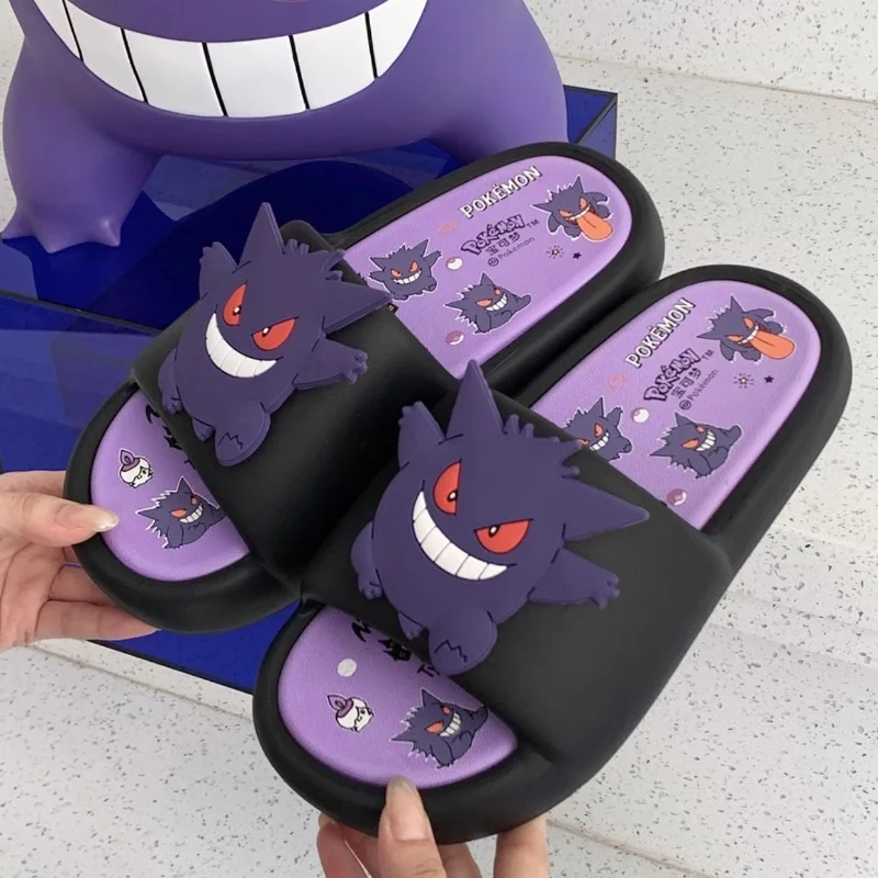 Фото Периферийные тапочки в стиле аниме Pokemon Gengar для мужчин и женщин, модные и крутые инфракрасные противоскользящие тапочки для пары из Евы в Интернете, подарок №3