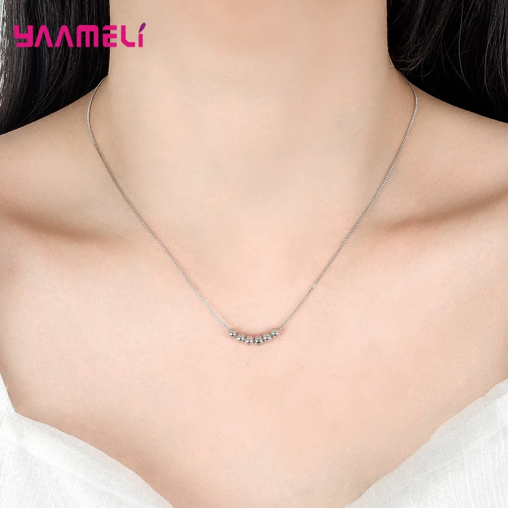 Ювелирные изделия из стерлингового серебра 925 пробы простые круглые бусины 4 мм с