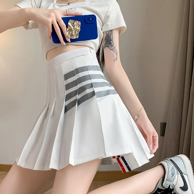 Grey pleated skirt, women's summer and autumn skirt, A-line skirt, half skirt, 2023 new short skirt, jk skirt