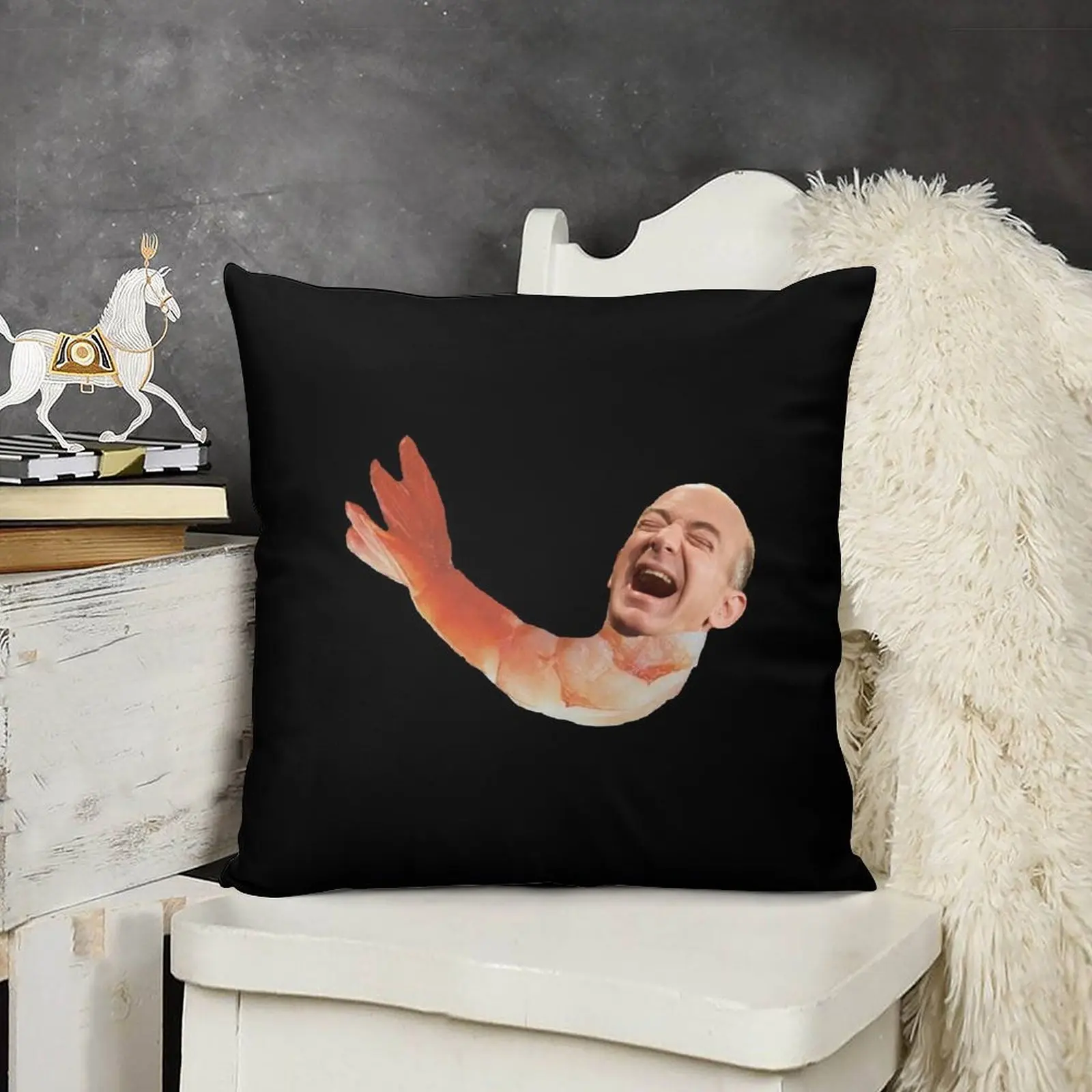 Декоративная подушка в виде креветки с изображением Джеффа безоса