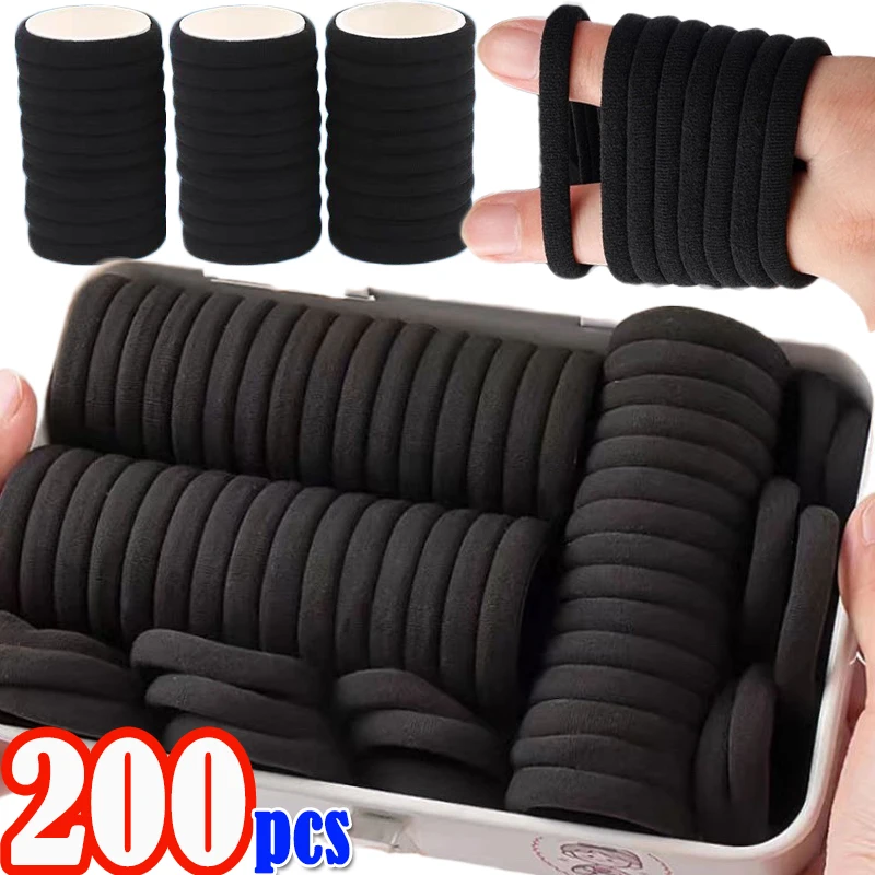 

50/200Pcs Black High Elastic Hair Bands for Women Girls Hairband Rubber Band Ties Ponytail Holder Scrunchies Hair Accessories