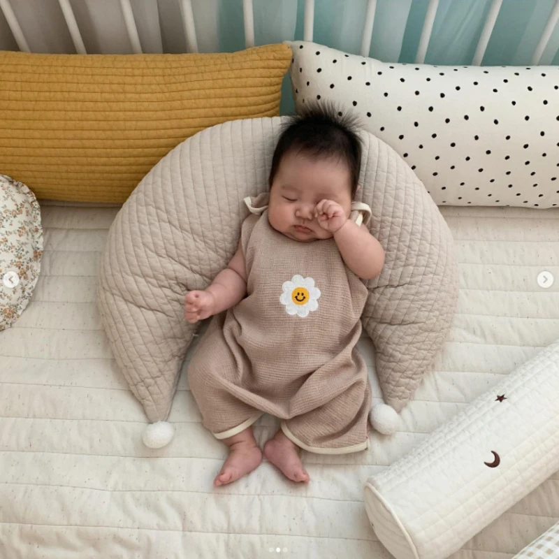 

Ins Cute Infant Baby Pillow for Newborn Cotton Soild Color Moon Pillow Decorative Cushion Kids Children Crib Bed Pillows