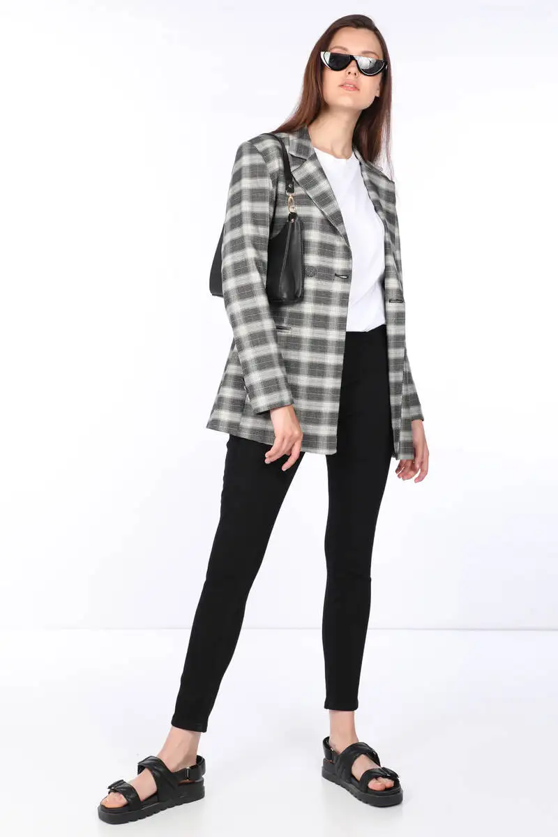 

Womens Plaid Blazer Jacket