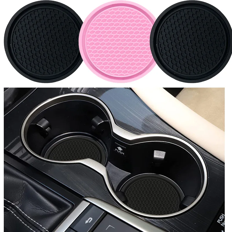 

2pcs Car Coasters PVC Travel Auto Cup Holder Insert Coaster Anti Slip Vehicle Interior Accessories Cup Mats