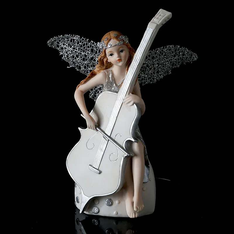 

Музыкальный эльф, музыкальный инструмент, девушка, ангел, украшение для дома, настольное украшение, креативная Статуэтка из смолы, подарок на свадьбу, поделки