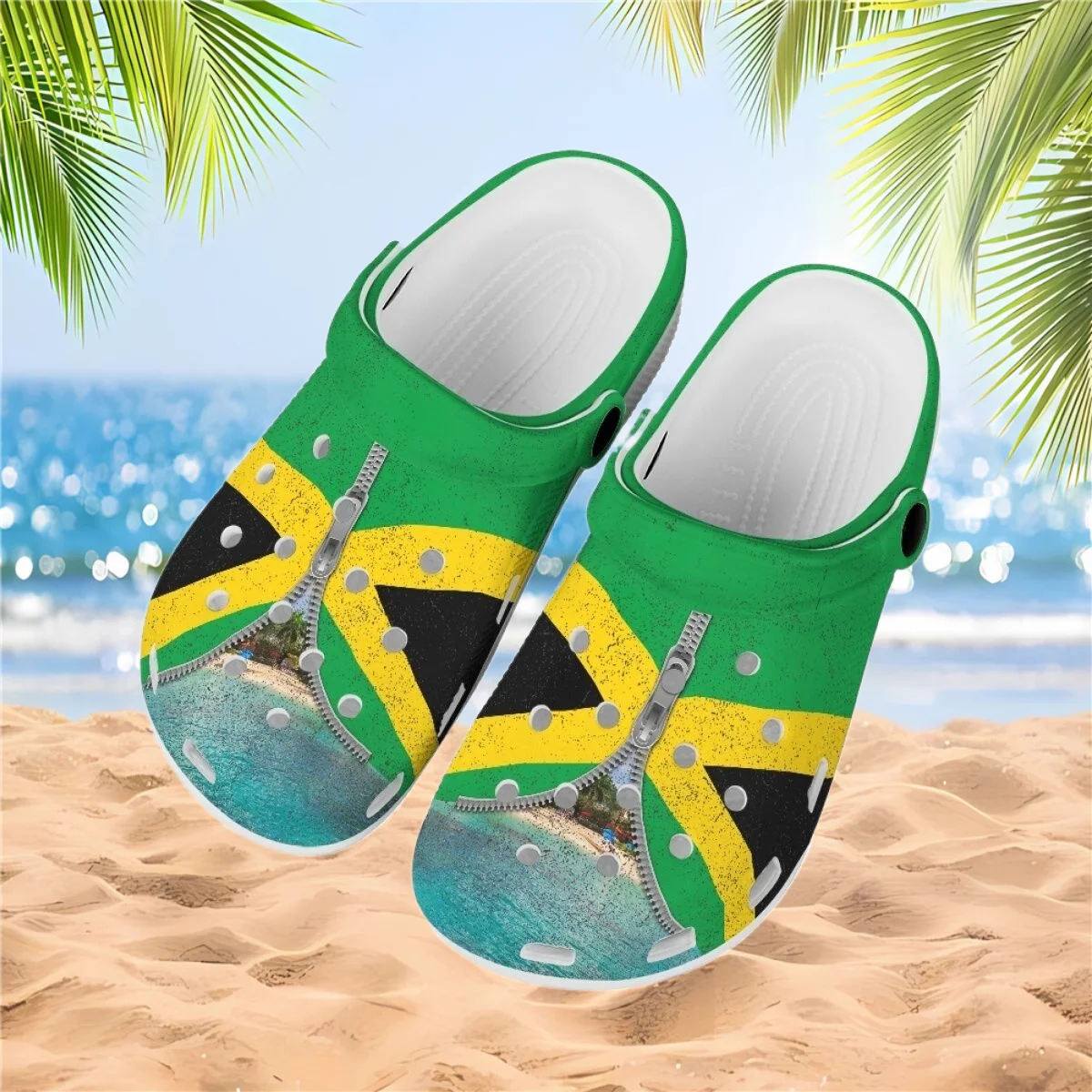 

INSTANTARTS Fashion Jamacia Flag Print Summer Clogs Shoes Men Slippers Breathable Non-Slip Mules Male Garden Shoes for Women Hot