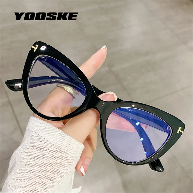 

YOOSKE Anti Blue Light Cat Eye Glasses Frames Women Fashion Print Eyeglasses Frame Female Brand TR90 Computer Eyewear Diopter