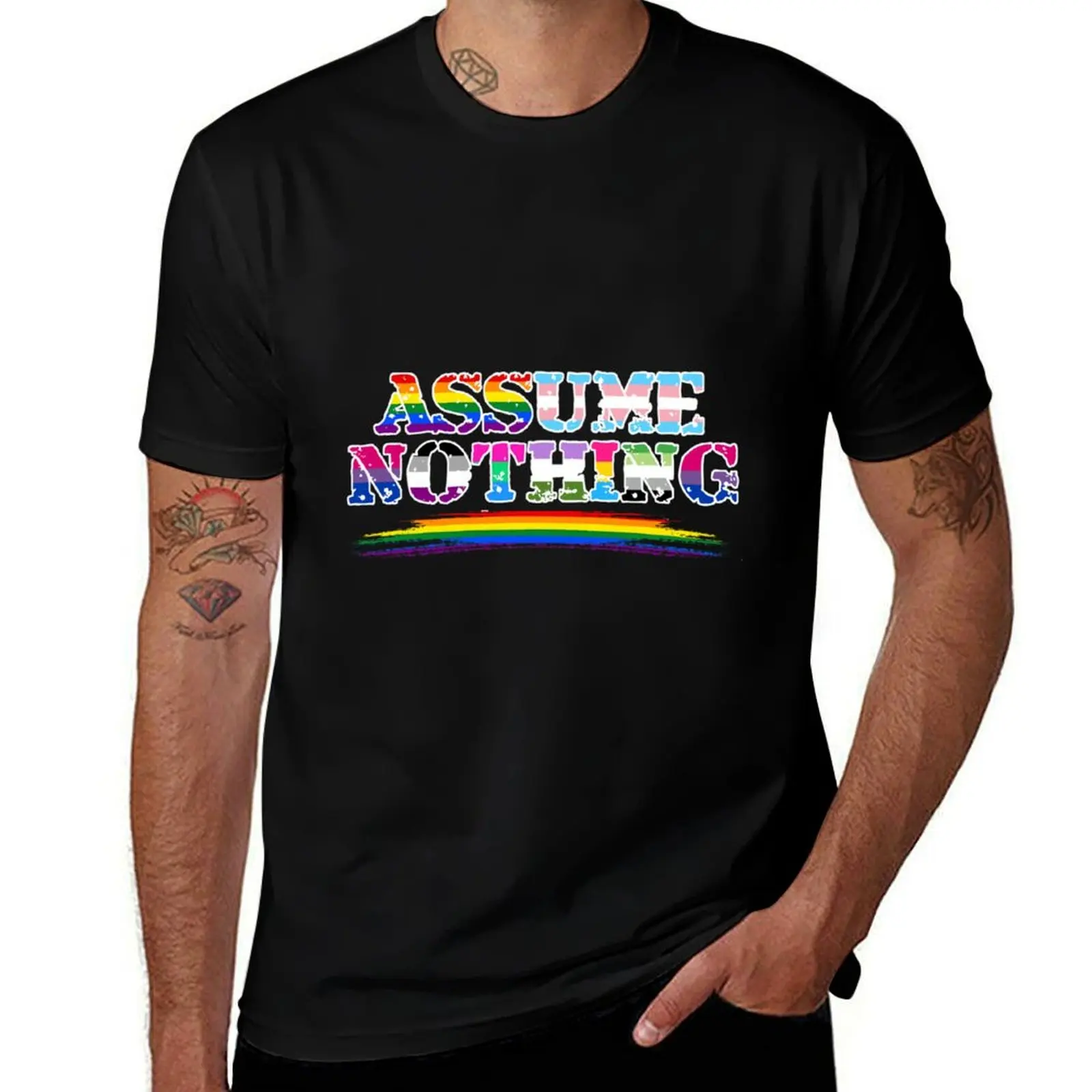 Assume Nothing-футболка Queer Pride кавайная одежда мешковатые рубашки футболки с аниме