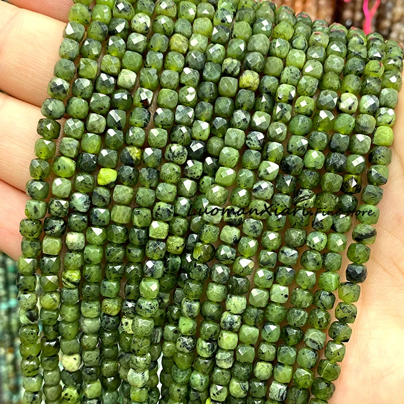 4-5 мм натуральный камень граненый квадрат AA зеленый канадский нефрит яшма
