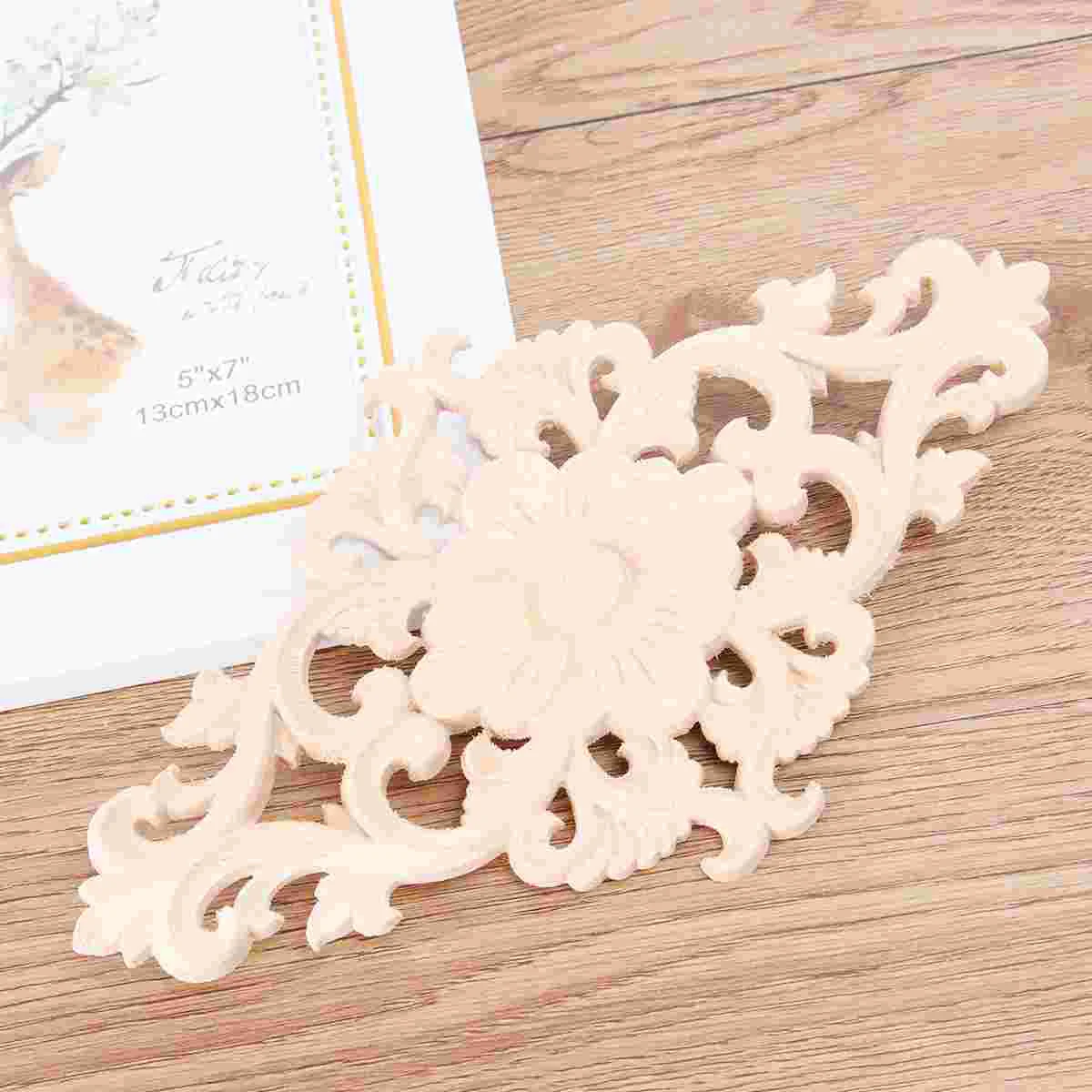 

Wood Onlay Applique Furniture Appliques Onlays Carved Wooden Decorative Flower Unpainted Corner Cabinet Door Decor Decal Wall