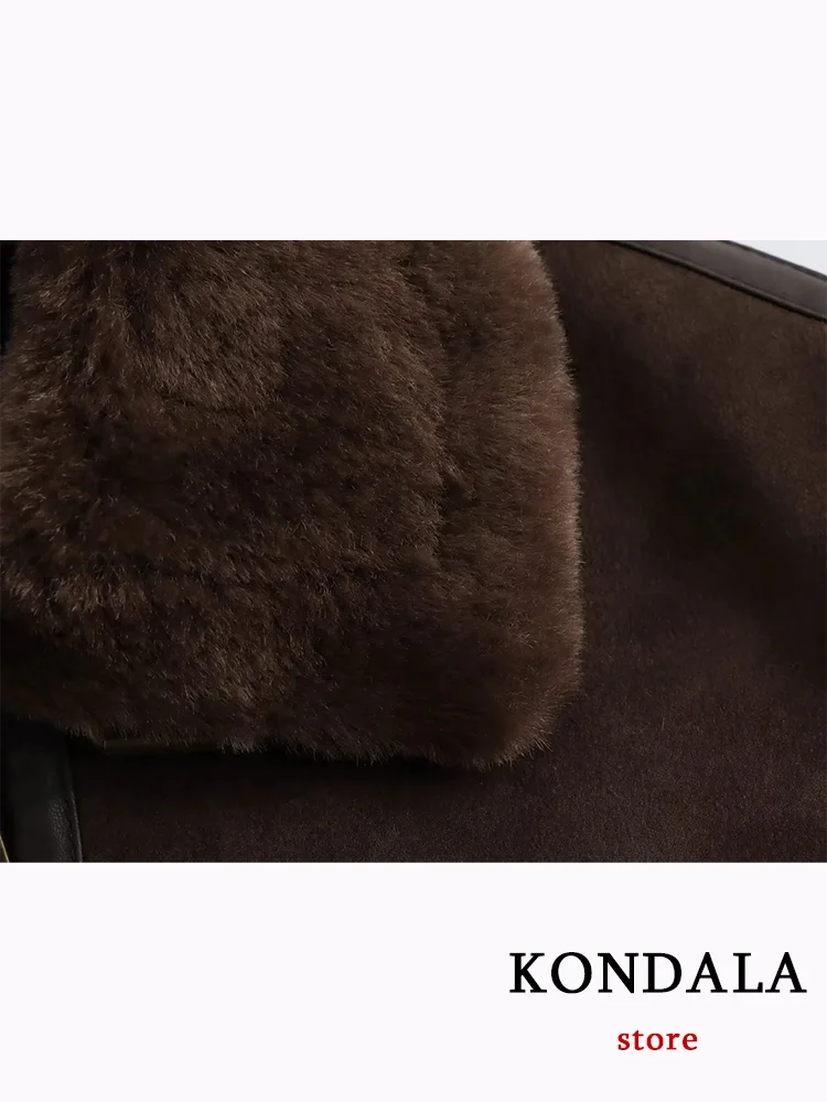 KONDALA винтажные шикарные коричневые женские кожаные куртки на молнии с карманами