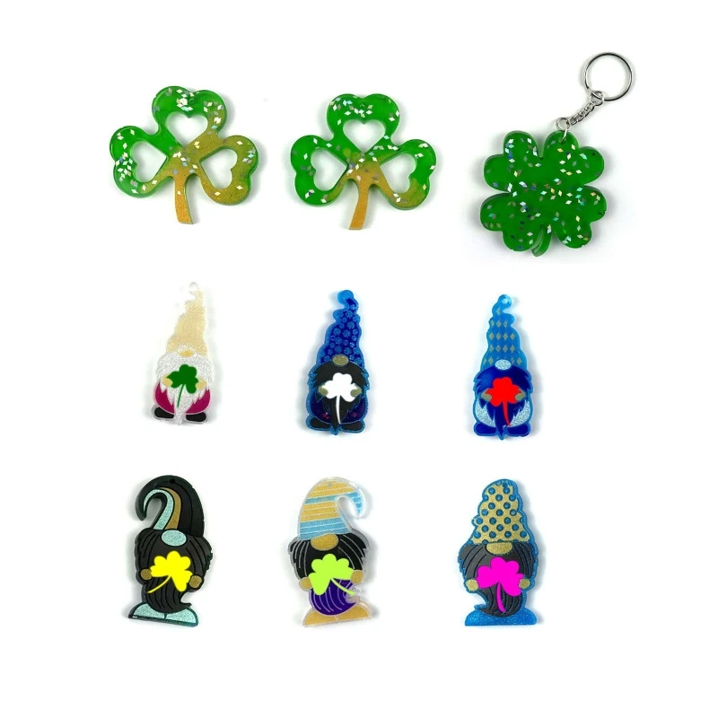 

95AB DIY Patrick's Day Dwarf Keychain Silicone Epoxy Mold DIY Pendant Jewelry Crafting Mould for Decor Anniversary Gift