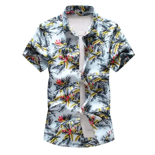 New2022 Size 5XL 6XL 7XL Men's Hawaiian Shirt 2020 Summer New Fashion Casual Printing Short Sleeve Flower Shirt Male Brand C