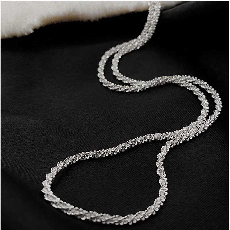 

Trend French romantic style glitter Clavicle Chain personality Bohemian Silver Color Necklaces Prom Accessories Girl Link Chain